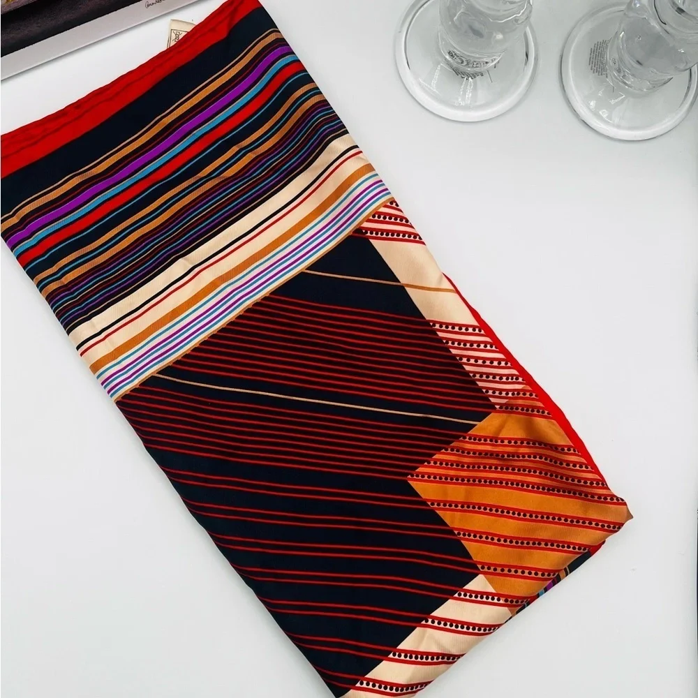 Dior Vintage Multicolor Striped Silk Scarf